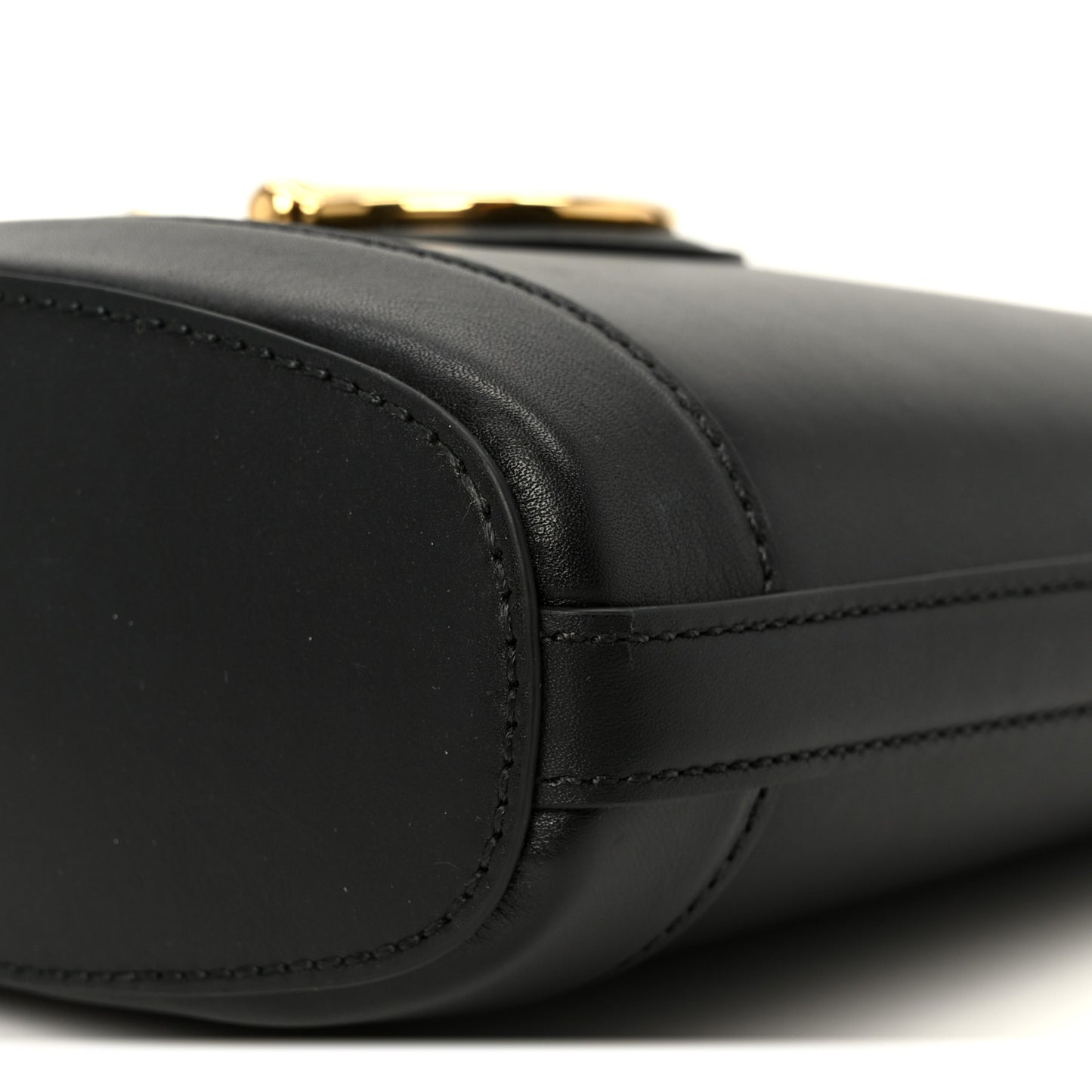 Arabella Calfskin Horsebit 73 Medium Bucket Bag Black