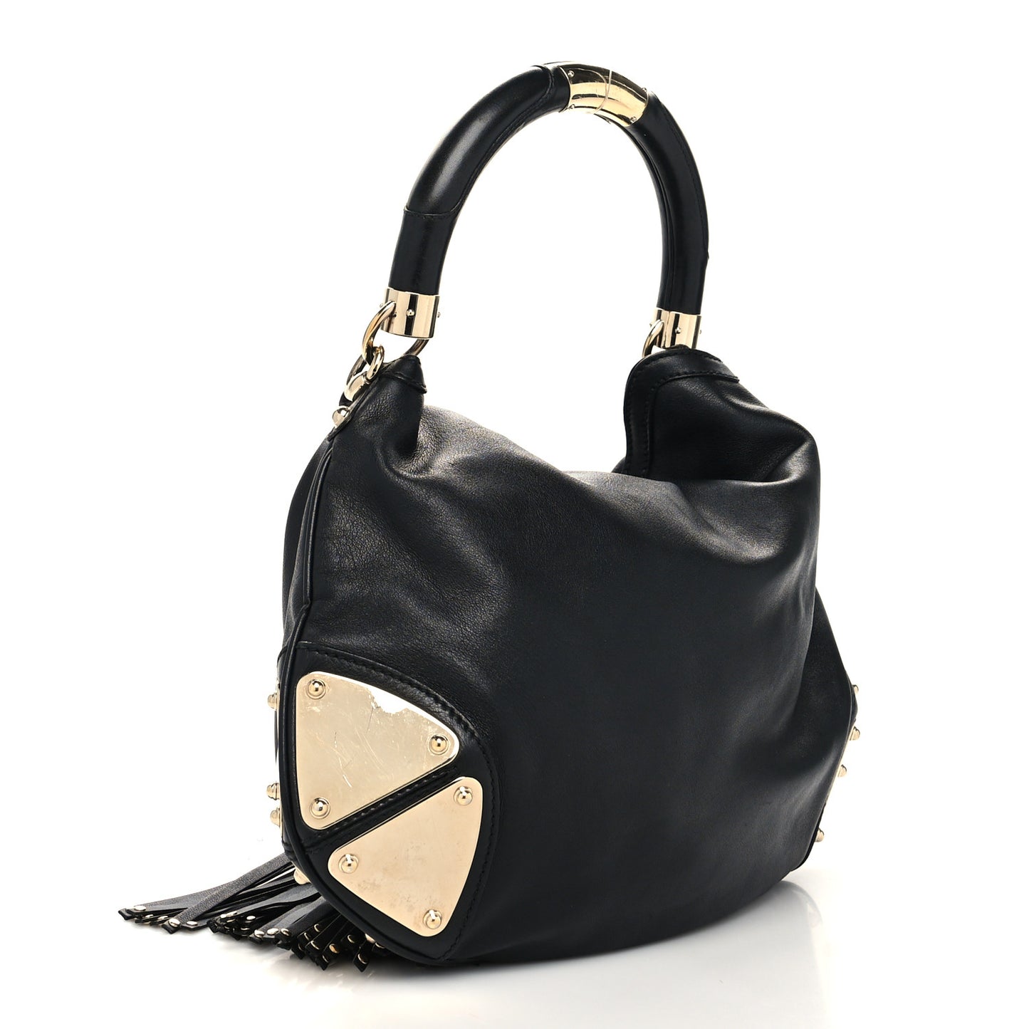 Calfskin Medium Indy Top Handle Hobo Black