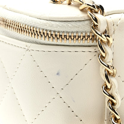 Chanel Lambskin Quilted Enamel Pearl Crush Mini Vanity Case With Chain White 11 of 11