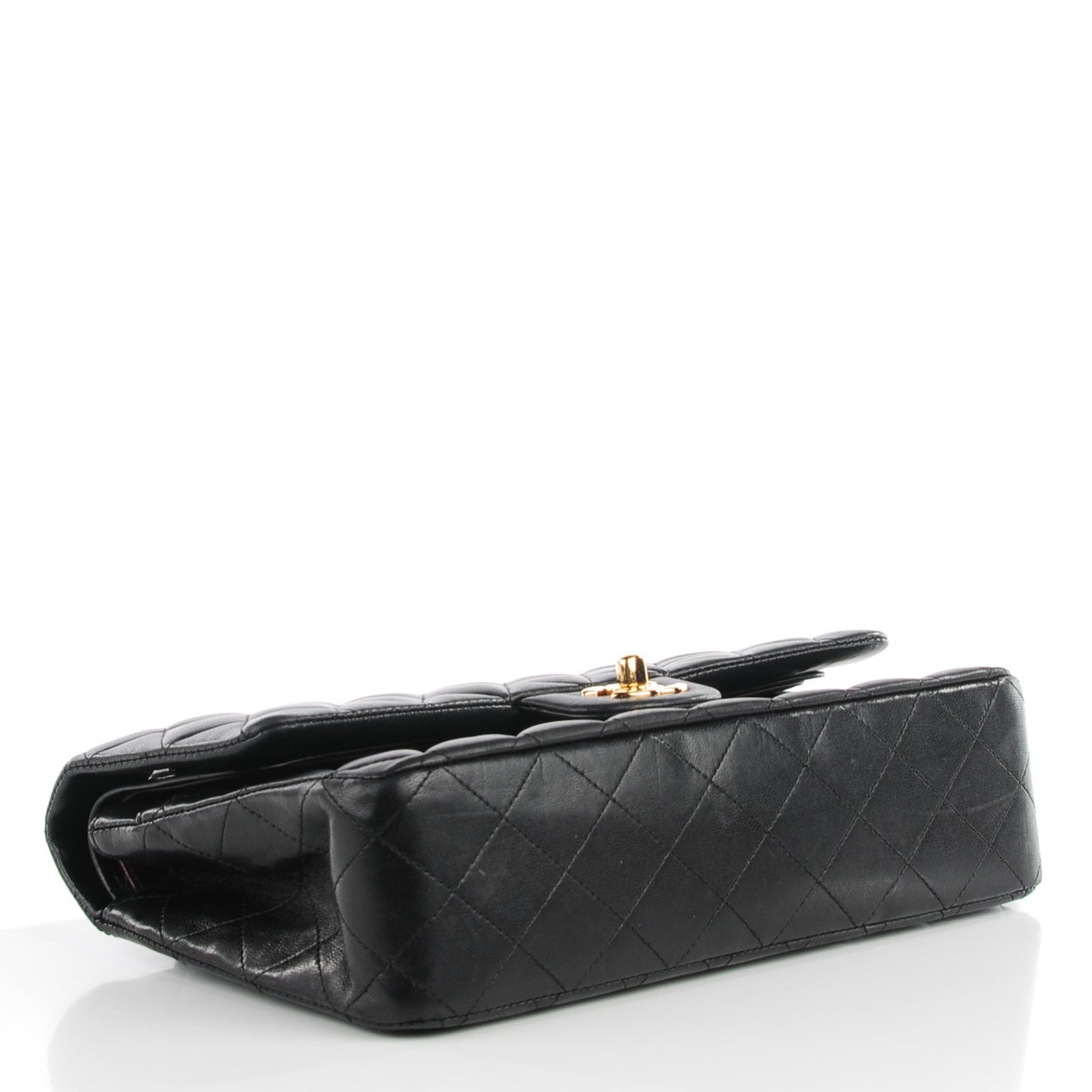 Lambskin Quilted Medium Double Flap Black