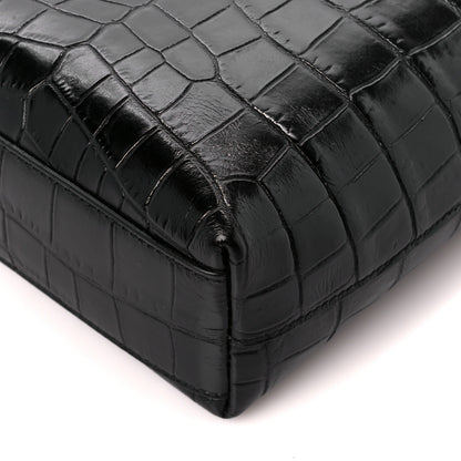 Saint Laurent Calfskin Crocodile Embossed Paris Mini Toy Shopper Tote Black 11 of 12