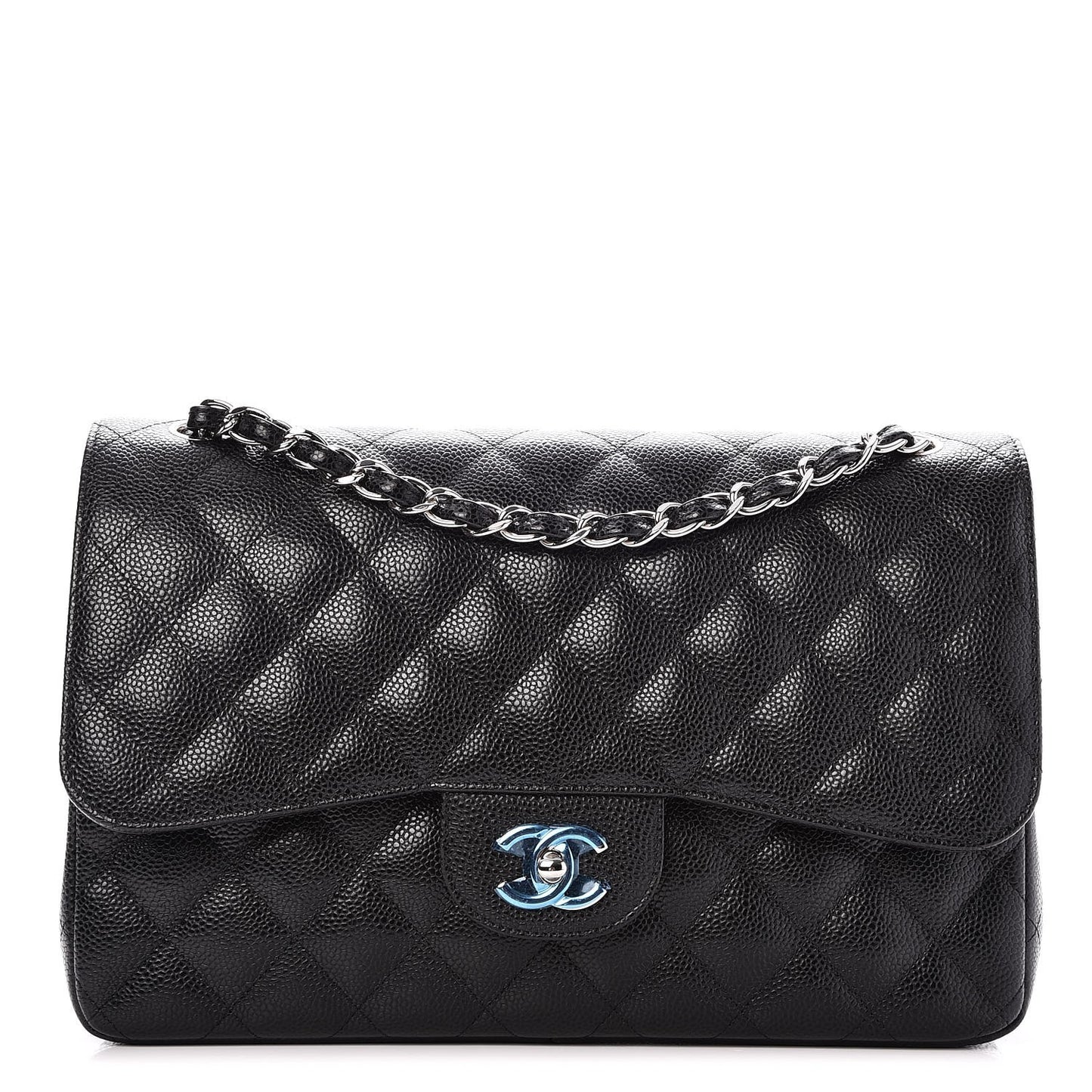 Caviar Quilted Jumbo Double Flap Black