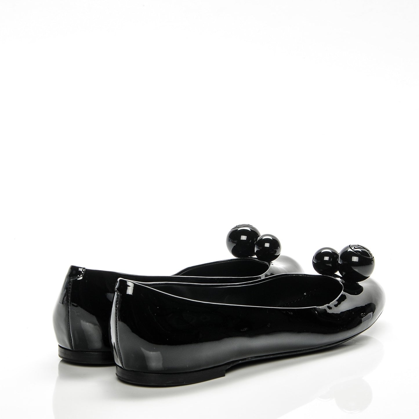 Patent Calfskin Betty Ballerina Flats 41 Black