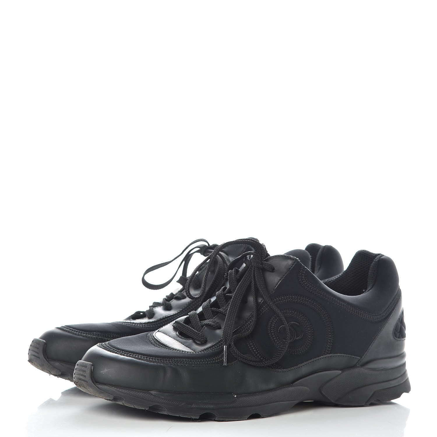Chanel Lycra Fabric CC Sneakers 41 Black 3 of 13
