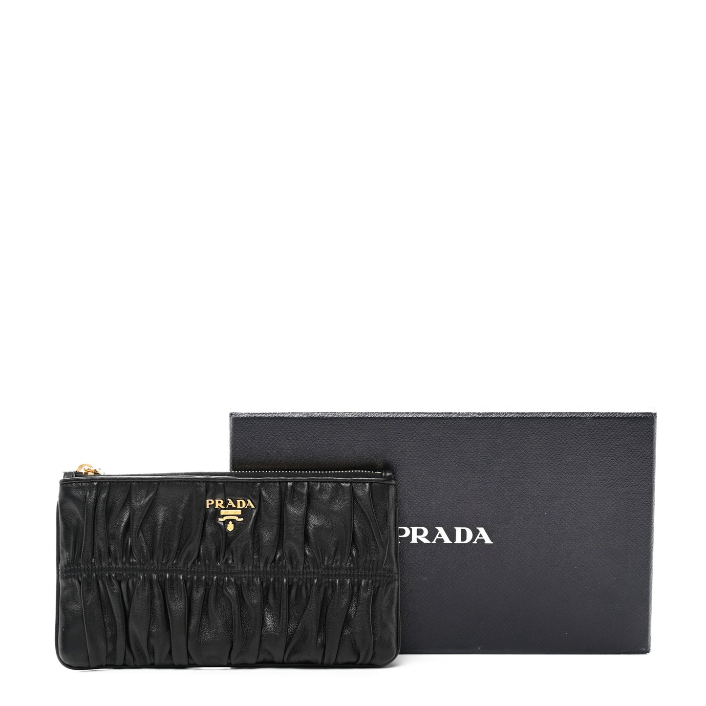 Nappa Gaufre Small Zip Pouch Black