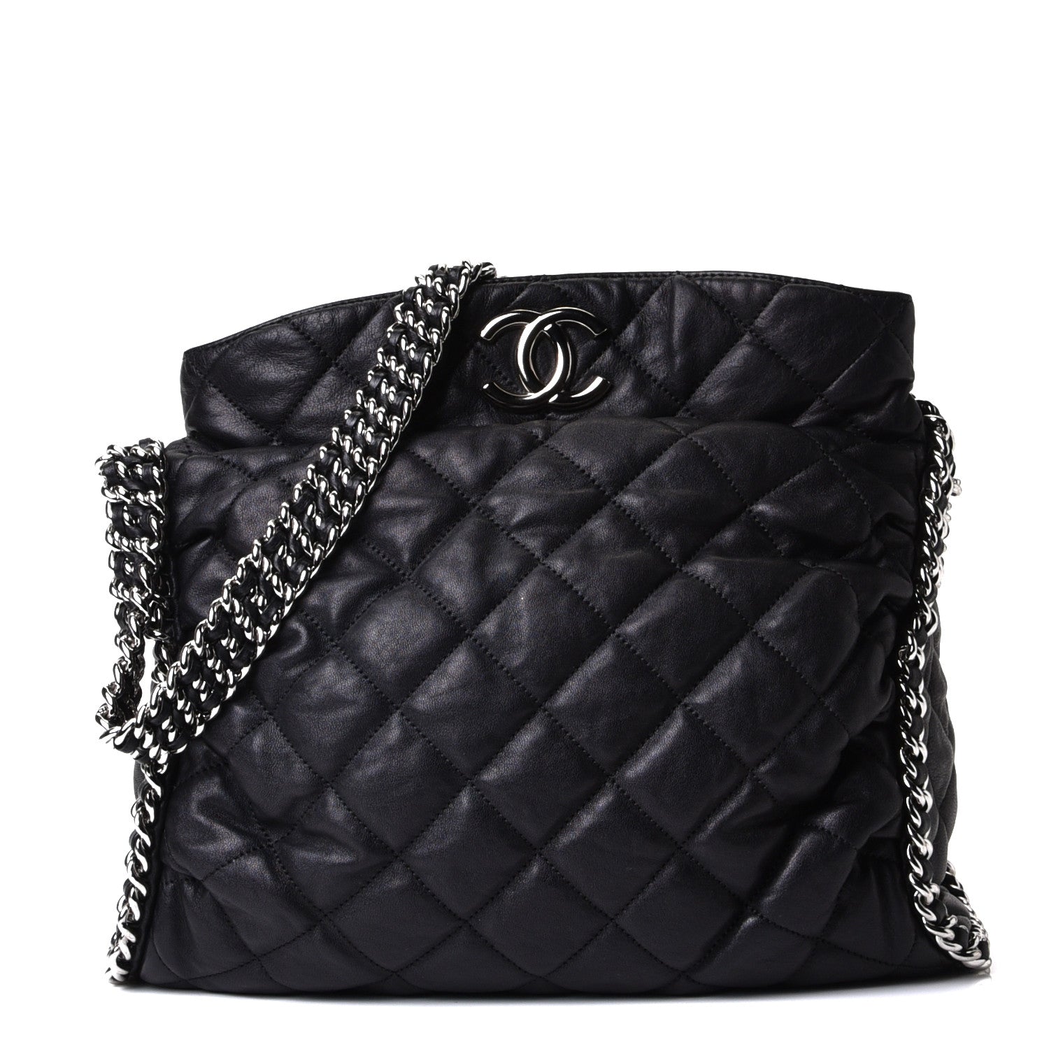 Chanel Washed Lambskin Chain Around Hobo Black 2 of 10