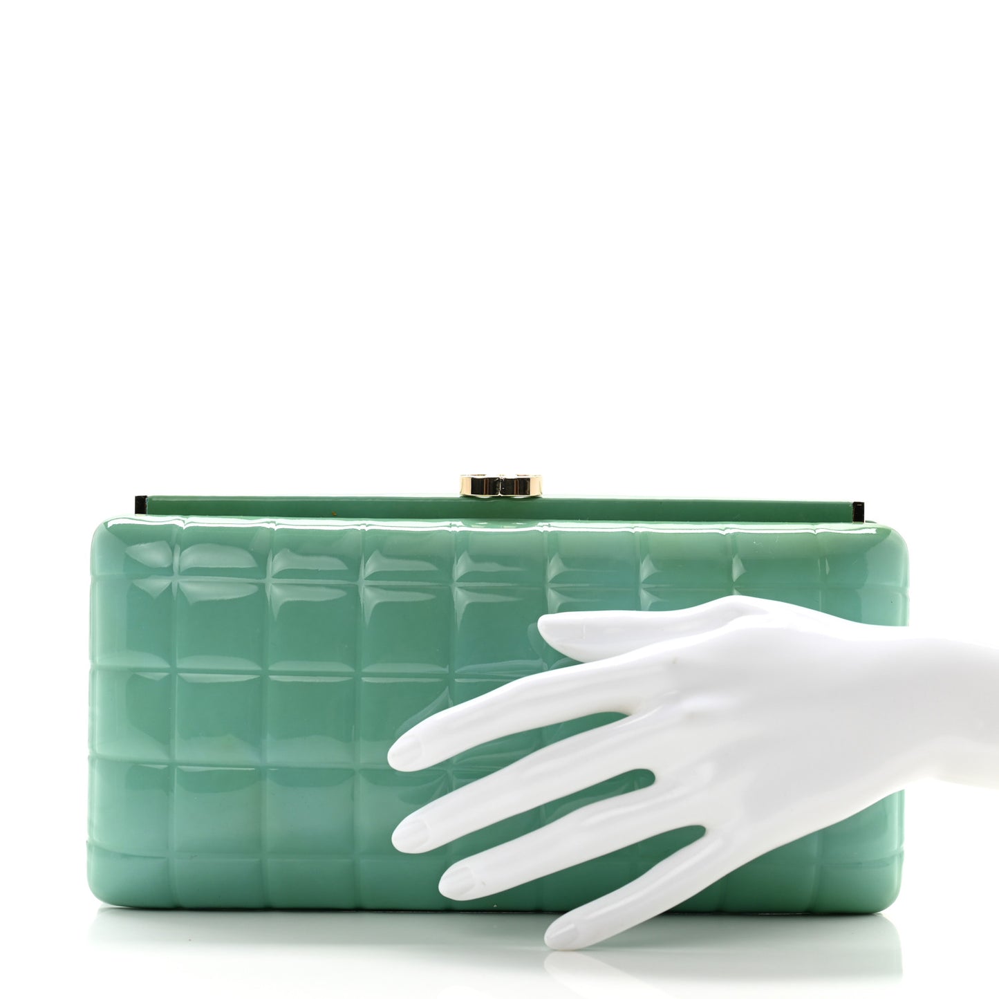 Patent Frame Chocolate Bar Clutch Light Blue