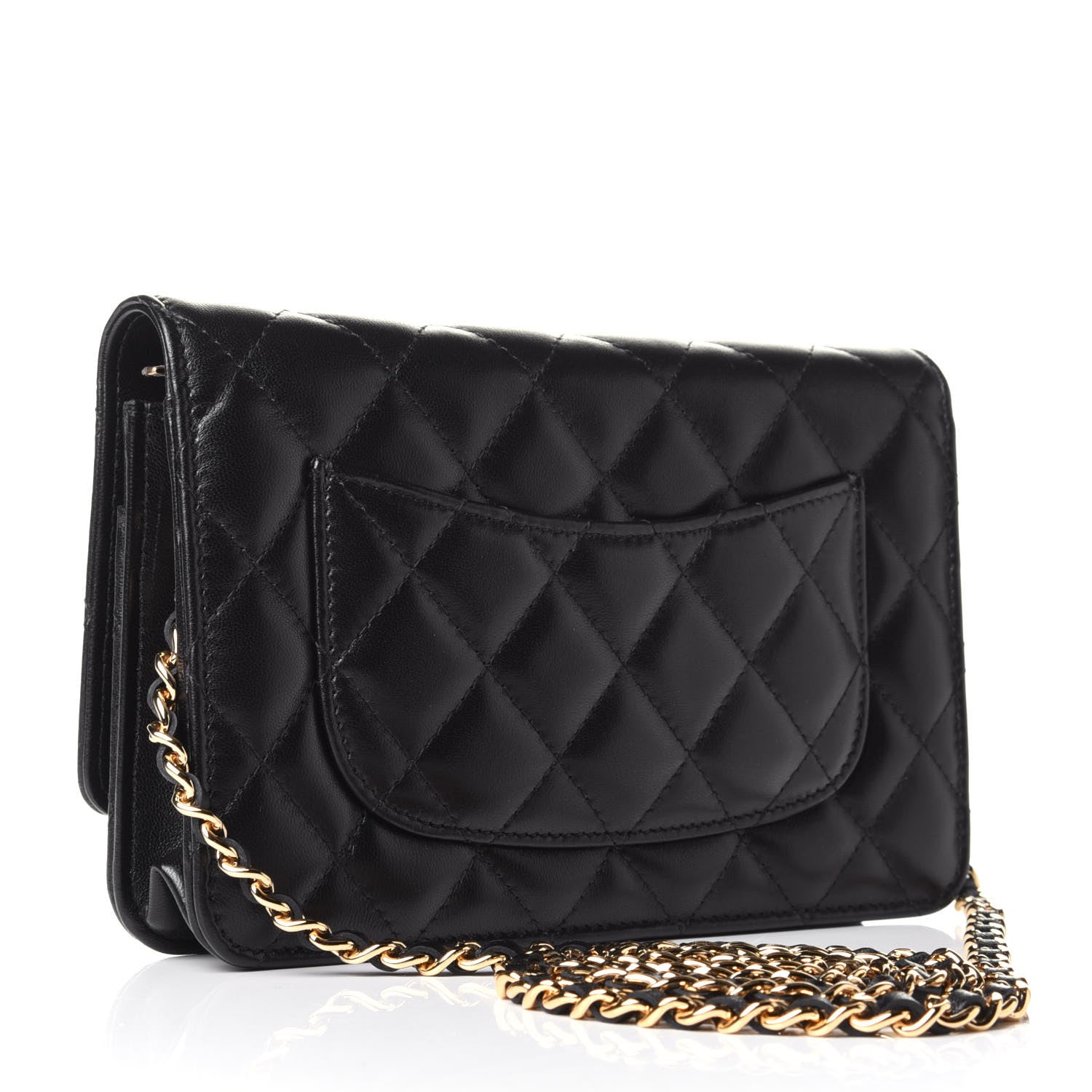 Chanel Lambskin Quilted Wallet On Chain WOC Black 2 of 4