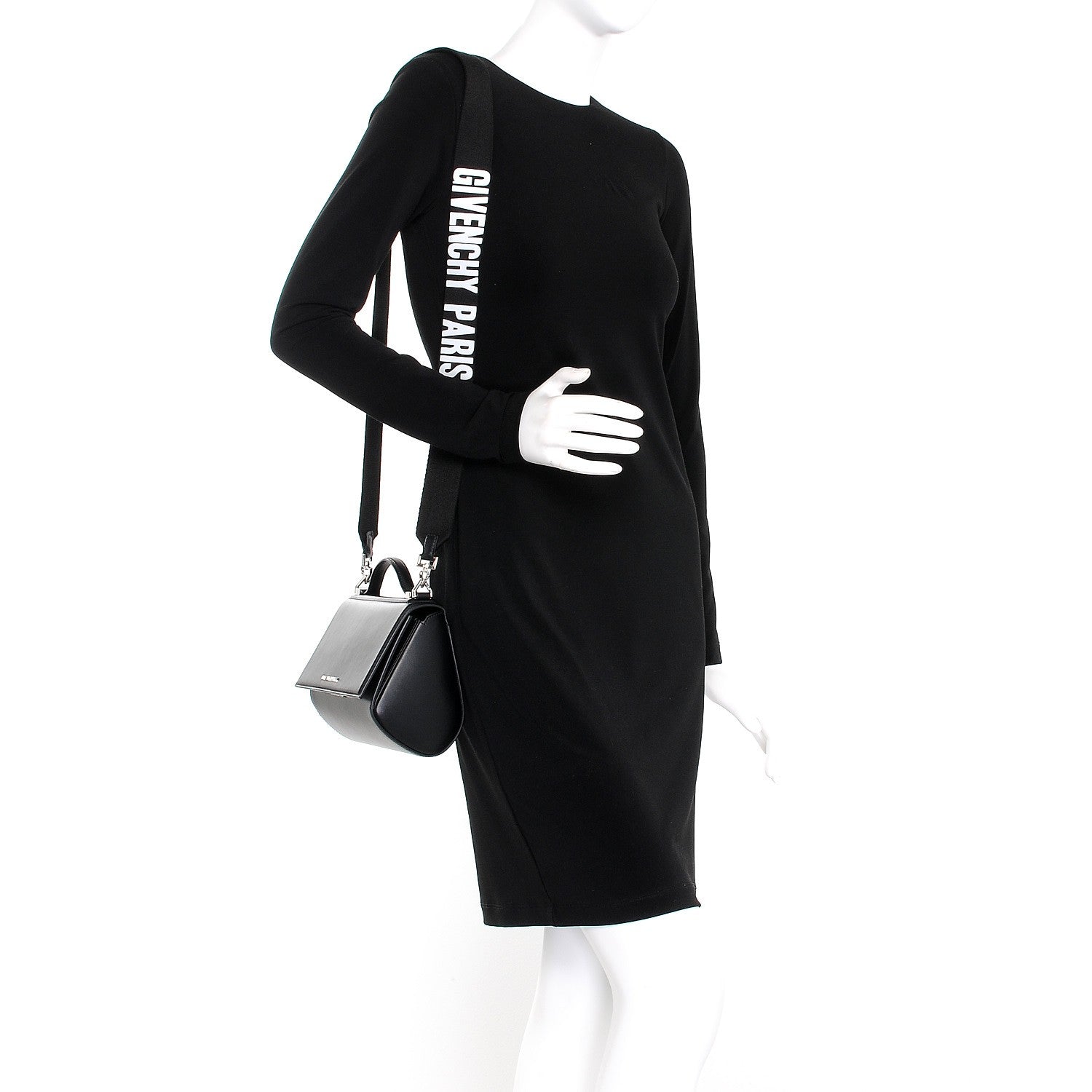 Givenchy Calfskin Mini Pandora Box Logo Strap Crossbody Bag Black 2 of 7