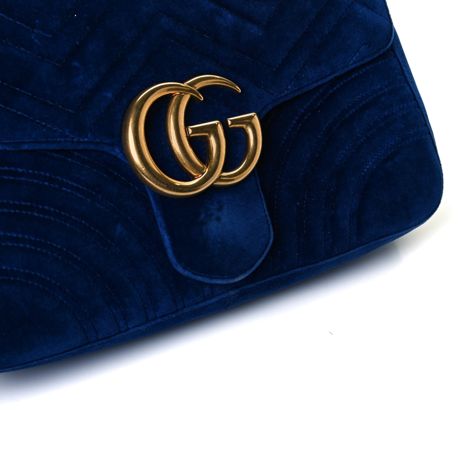 Gucci Velvet Matelasse Medium GG Marmont Shoulder Bag Cobalt Blue 14 of 18