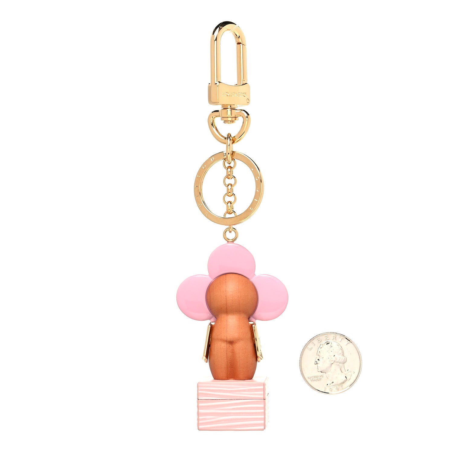 Louis Vuitton Resin Wood Vivienne Trunk Bag Charm Key Holder Pink 2 of 3