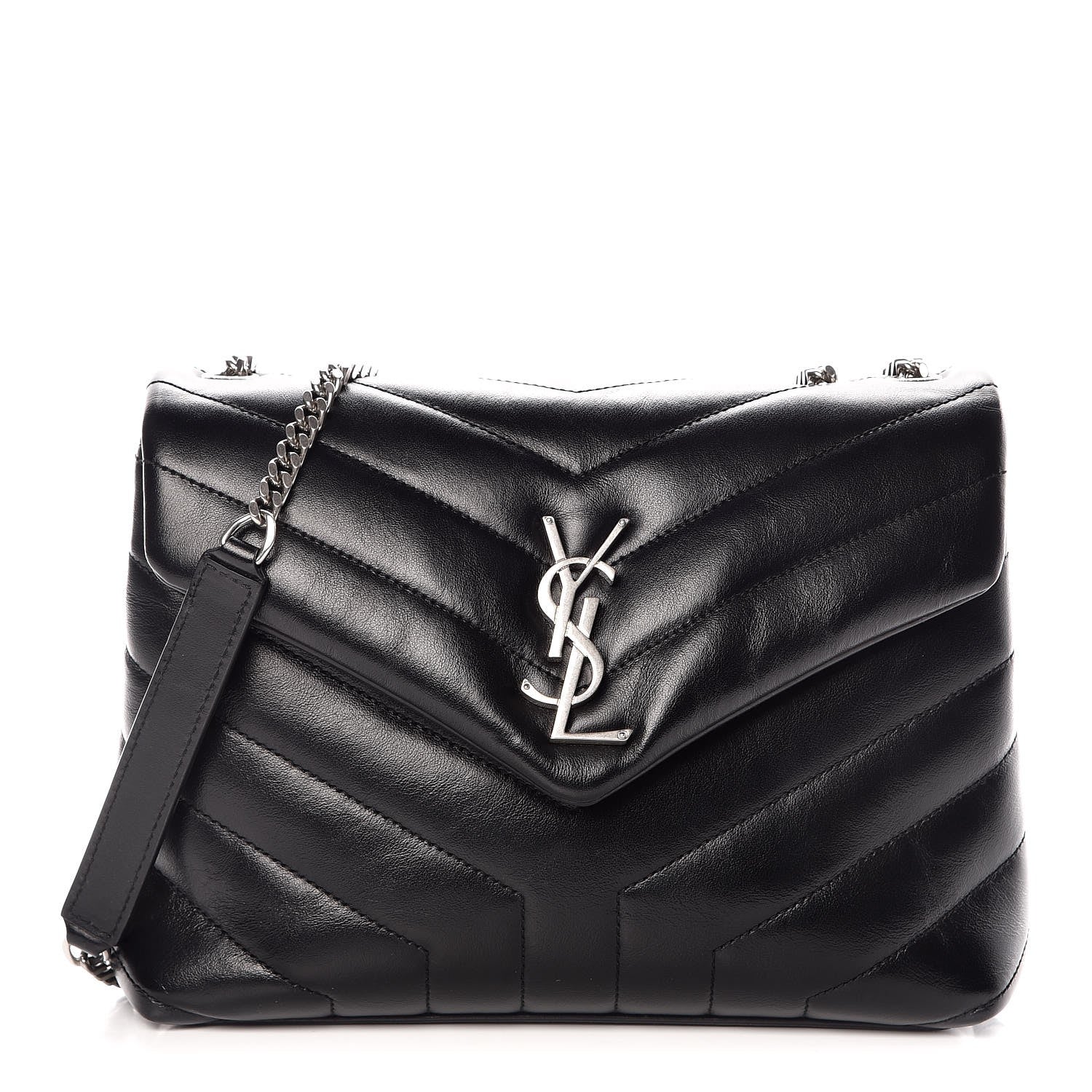 Saint Laurent Calfskin Y Quilted Monogram Small Loulou Chain Satchel Black 1 of 8