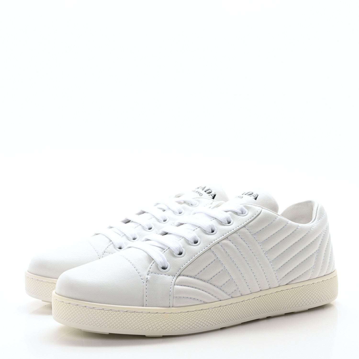 Prada Nappa Diagramme Womens Low Top Sneakers 38.5 White 4 of 8