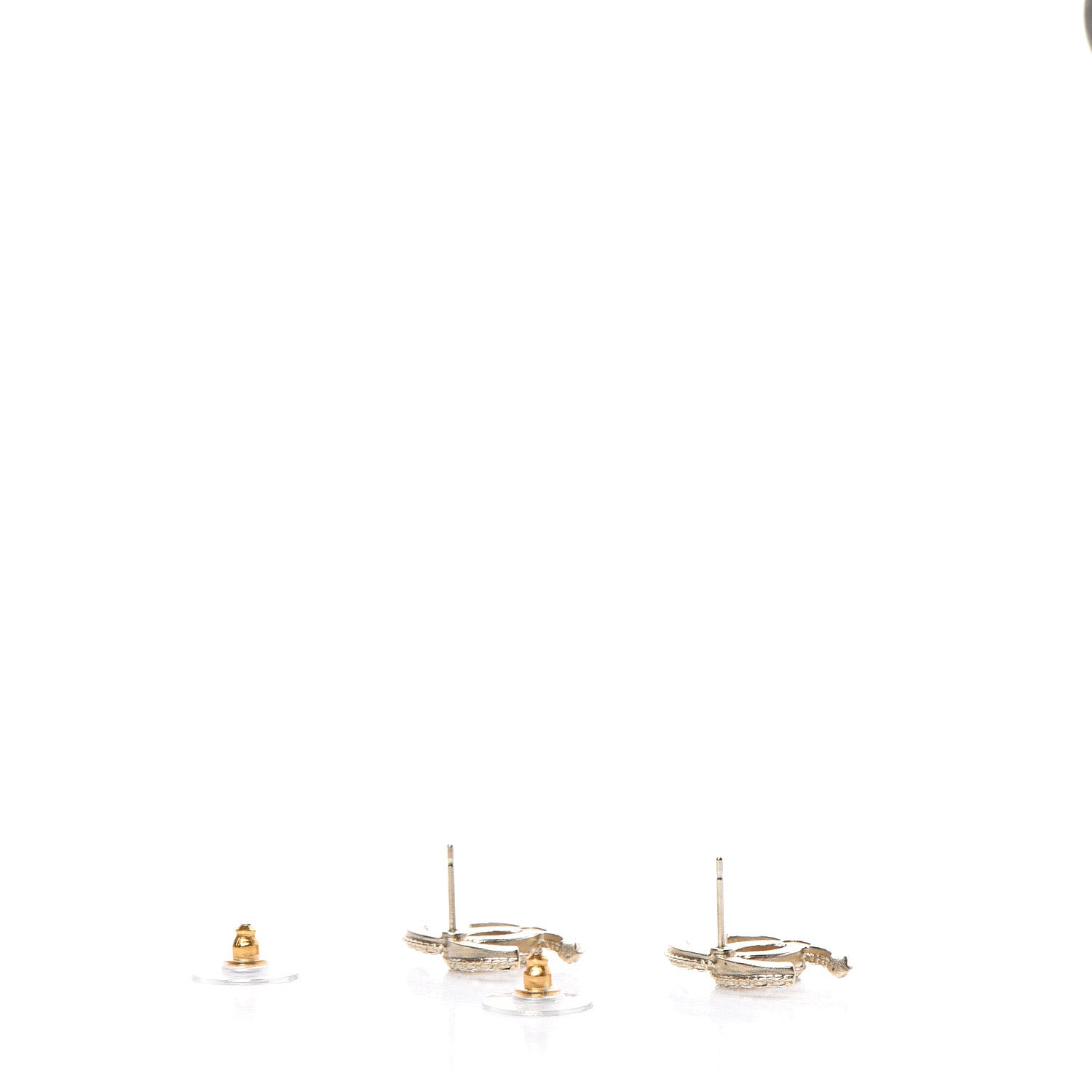 Chanel Crystal CC Earrings Light Gold 3 of 5