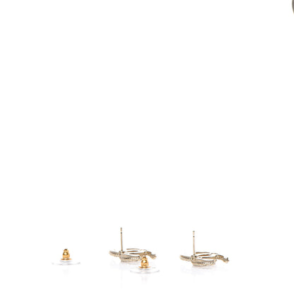 Chanel Crystal CC Earrings Light Gold 3 of 5