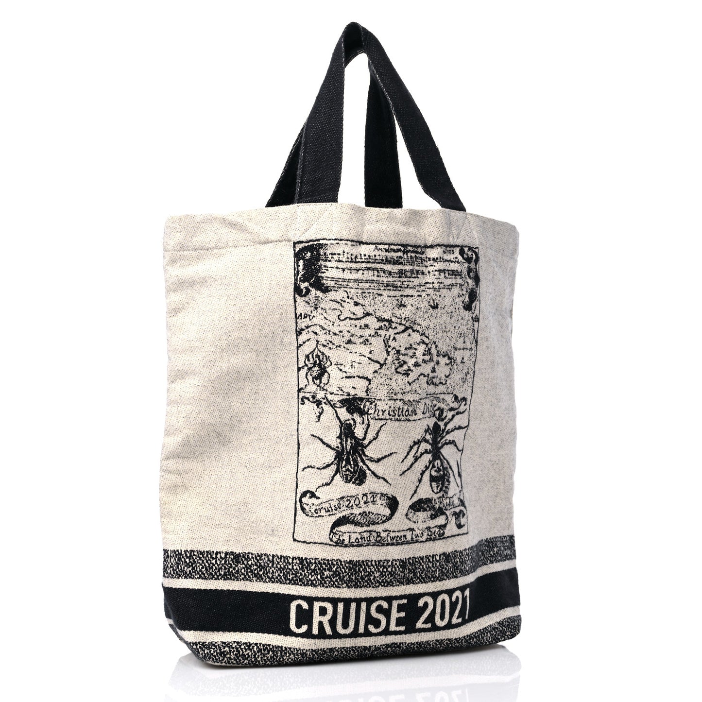 Canvas Print Cruise Tote Ivory Black