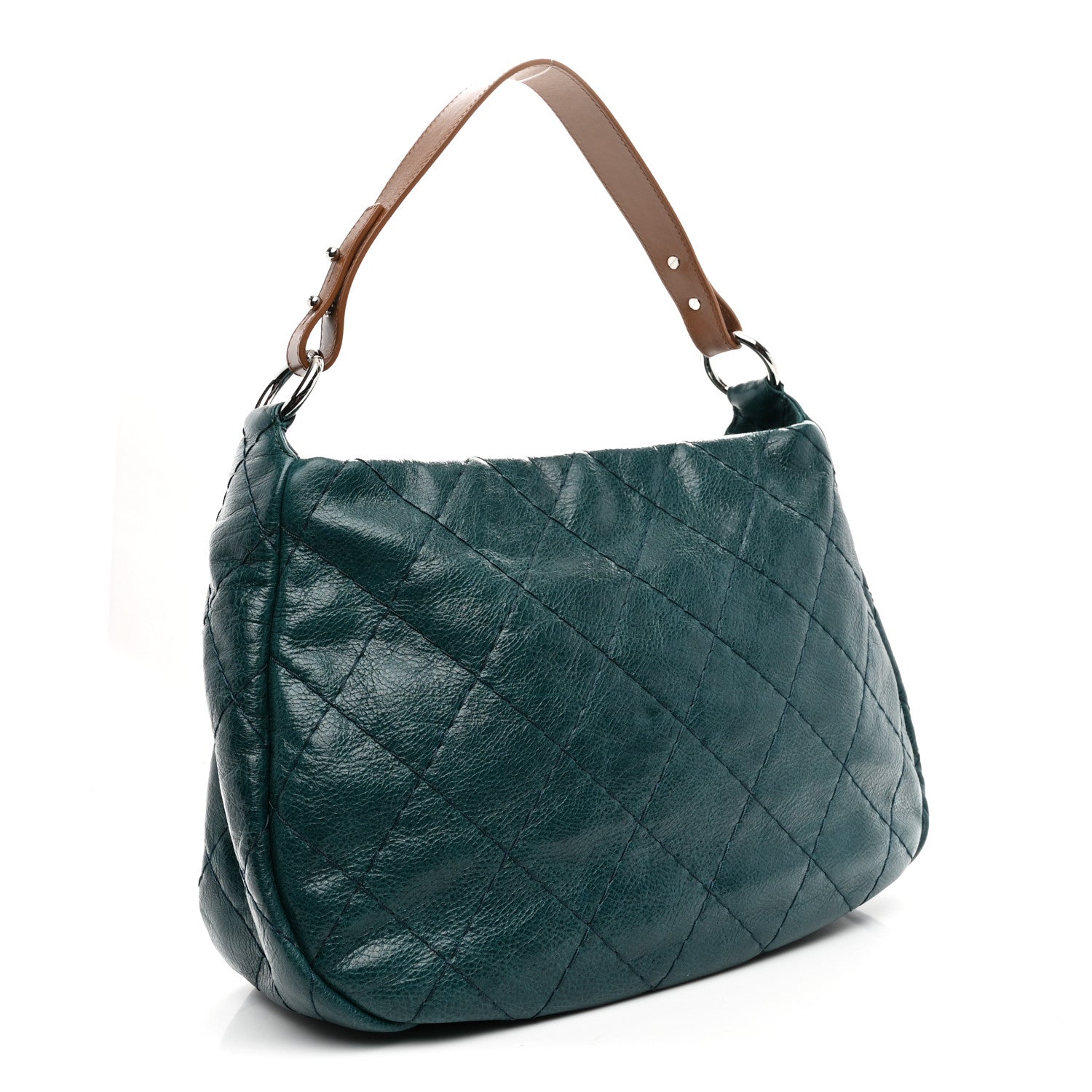 Chanel Glazed Calfskin On The Road Hobo Turquoise 3 of 10