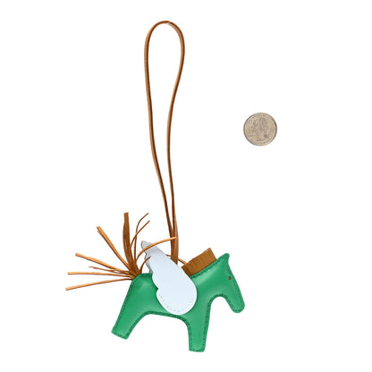 Hermes Milo Lambskin Grigri Rodeo Pegase Horse Bag Charm PM Menthe Sesame Bleu Brume 2 of 3