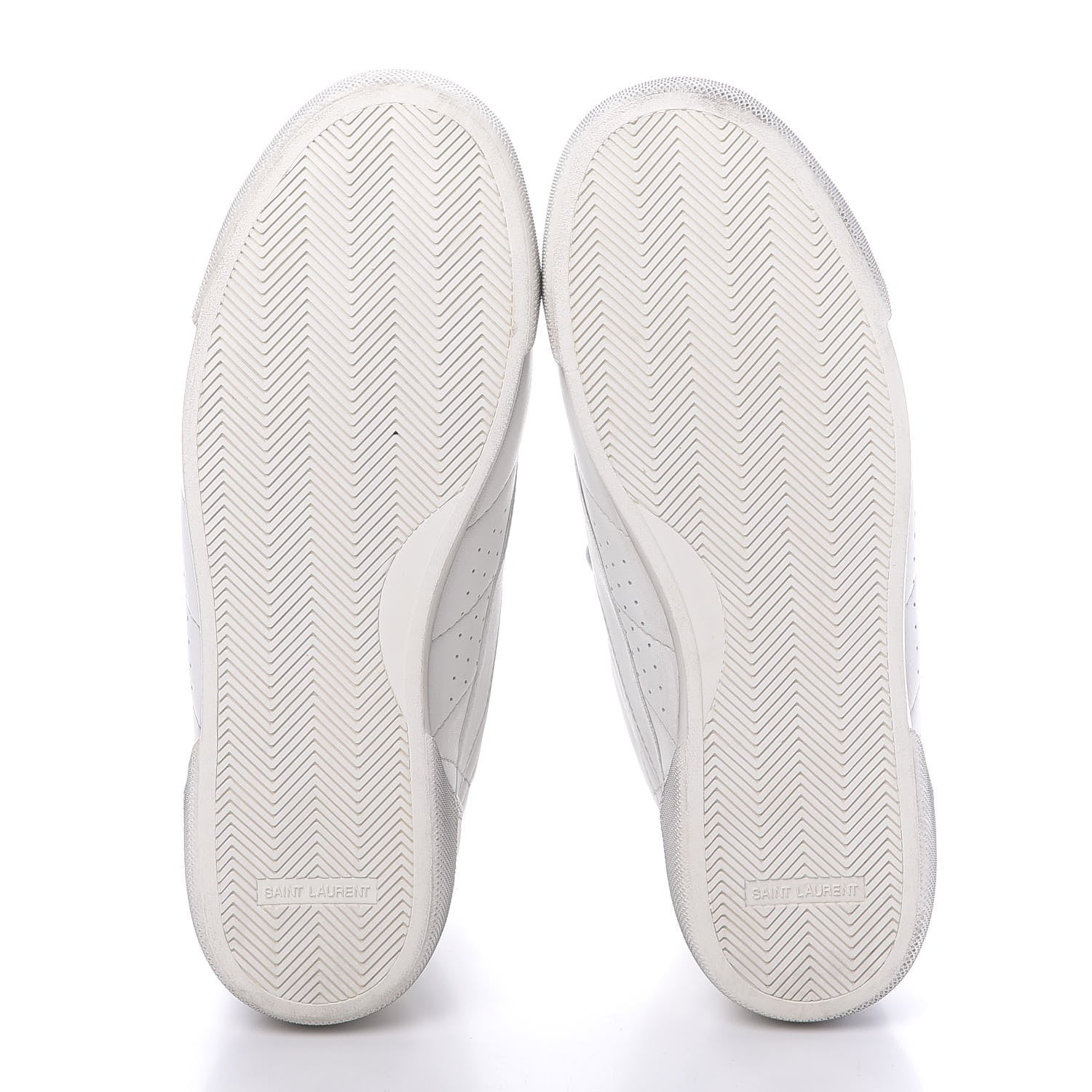 Saint Laurent Calfskin Distressed Lenny Logo-Print High Top Sneakers 36.5 Blanc Optique 6 of 9