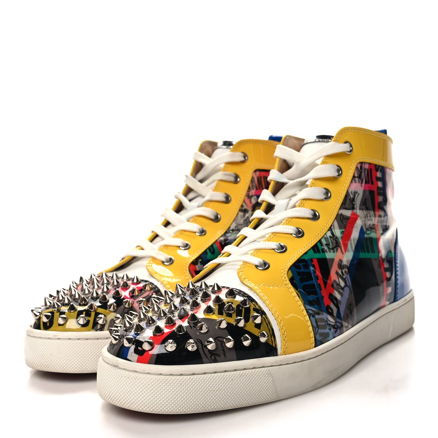 Patent Mens Louis Loubiballage Spikes Orlato Flat Sneakers 43.5 Version Multicolor