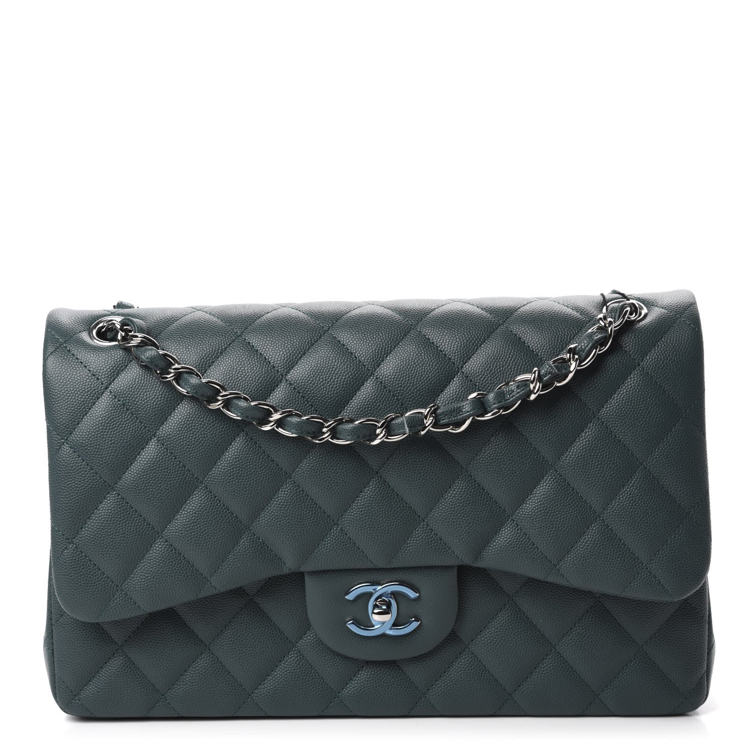 Chanel Caviar Quilted Jumbo Double Flap Dark Turquoise 1 of 11