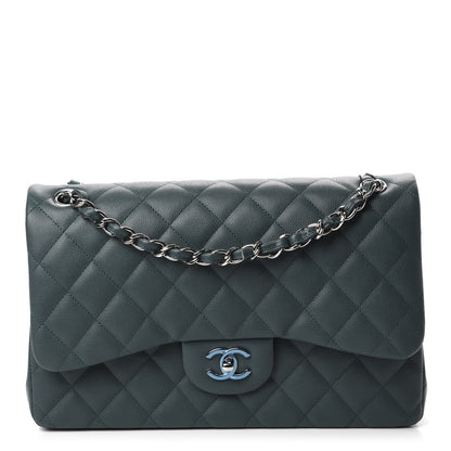Chanel Caviar Quilted Jumbo Double Flap Dark Turquoise 1 of 11