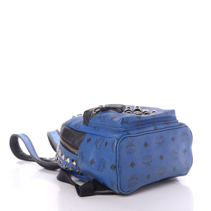MCM Visetos Studded Colorblock Mini Stark Brock Backpack Blue 3 of 14