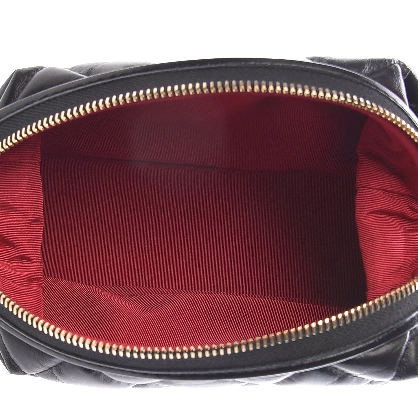 Aged Calfskin Quilted Gabrielle Cosmetic Case Black