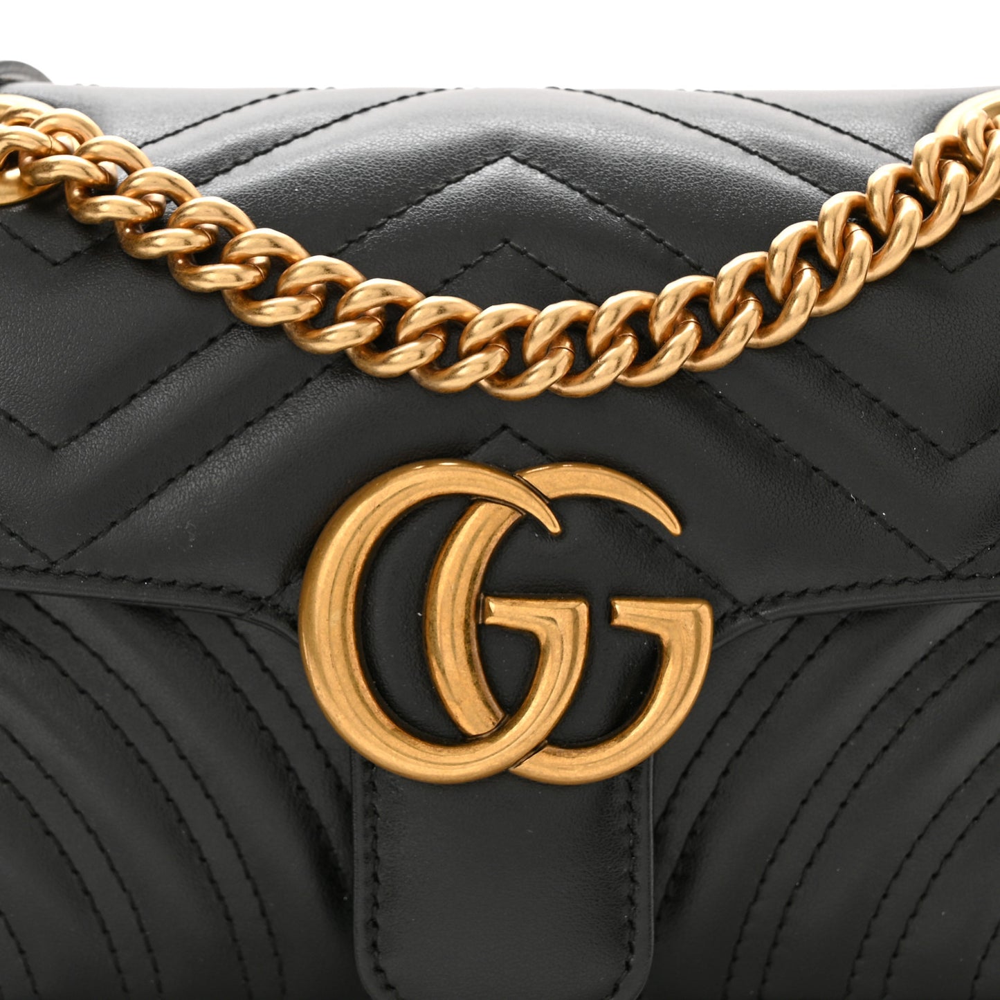 Calfskin Matelasse Mini GG Marmont Shoulder Bag Black