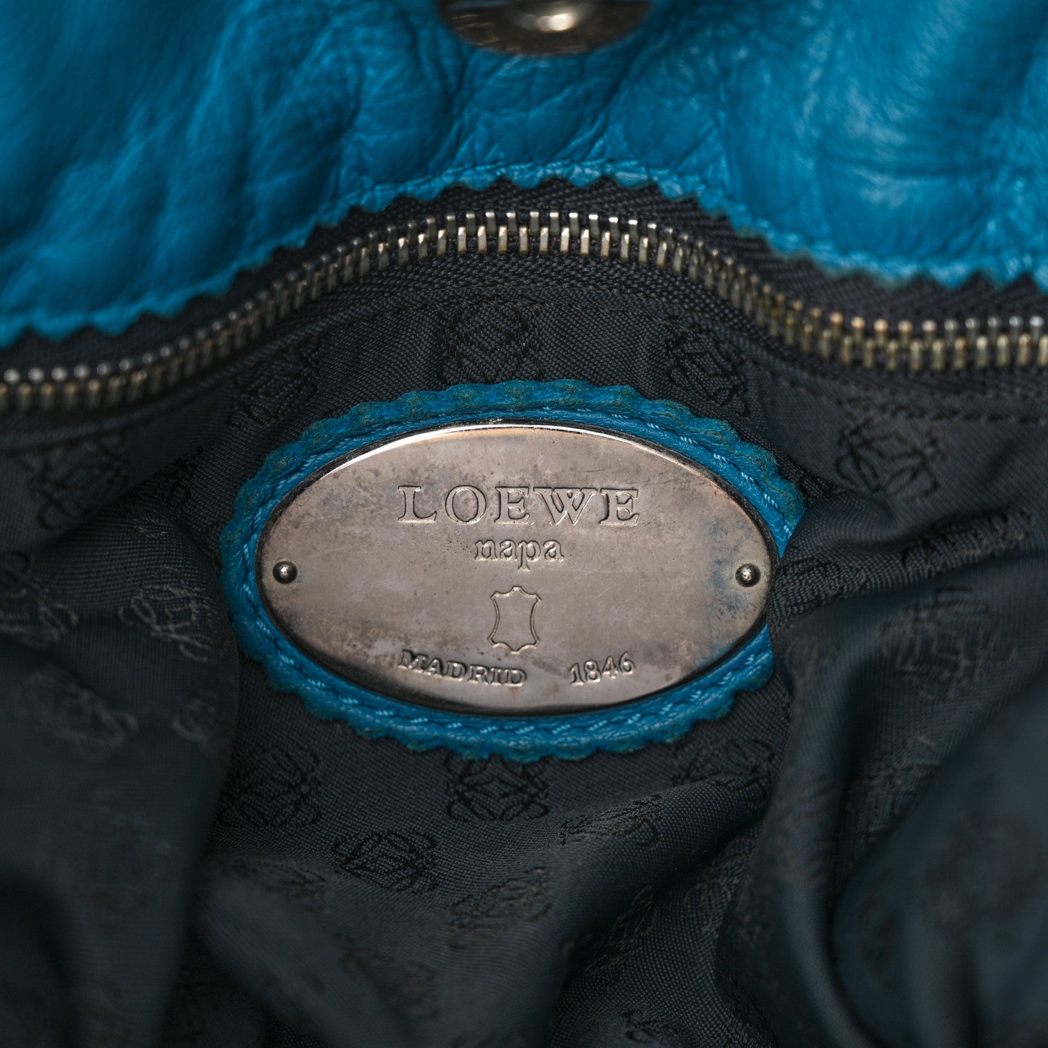 Loewe Calfskin Flamenco Shoulder Bag Turquoise 7 of 13