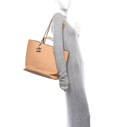 Chanel Calfskin Stitched Medium Shopping Tote Beige 2 of 10