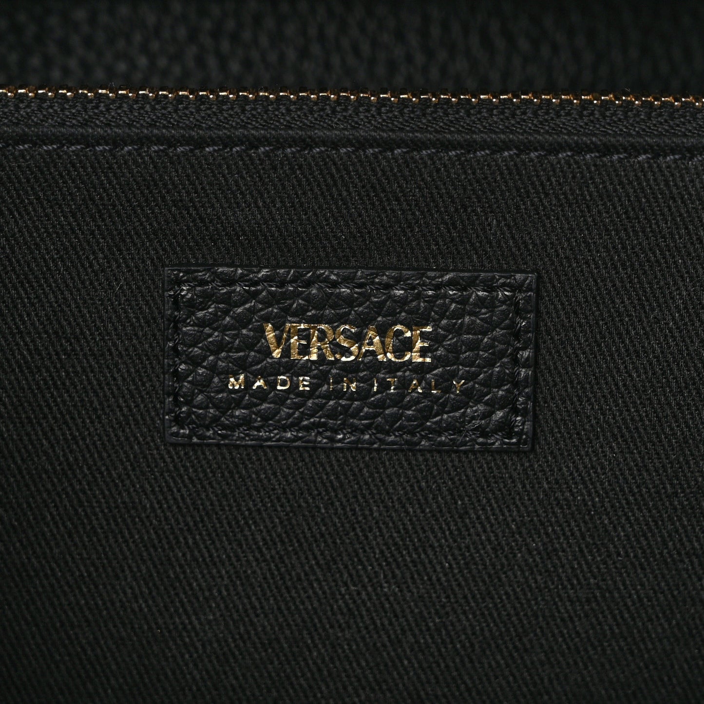 Grained Calfskin Virtus Wallet On Chain Black