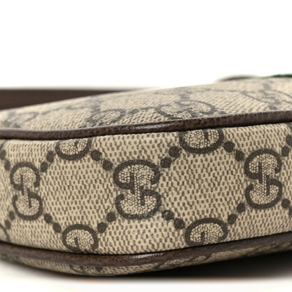 Gucci GG Supreme Monogram Textured Dollar Calfskin Web Mini Ophidia Shoulder Bag Beige Ebony New Acero 9 of 11