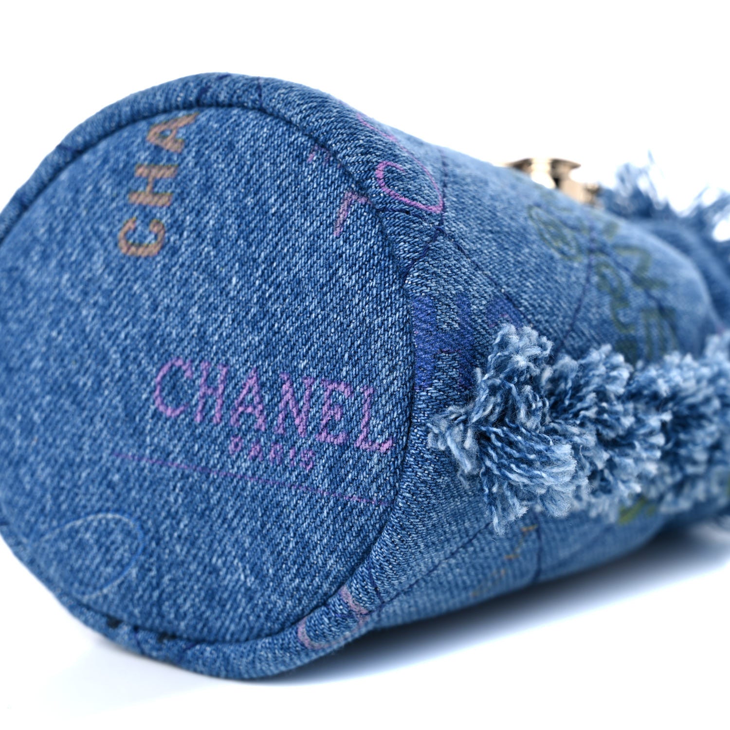 Chanel Denim Quilted Mood Mini Bucket With Chain Blue Multicolor 9 of 10