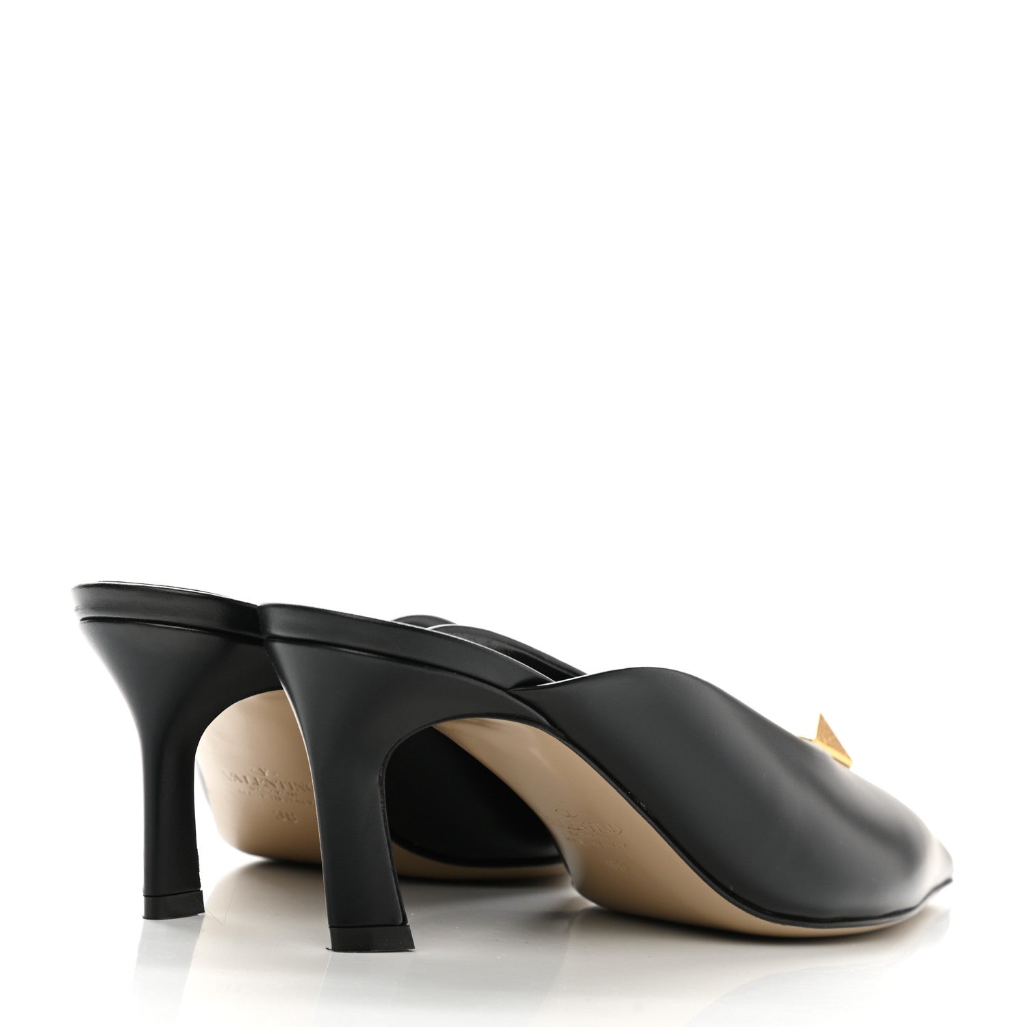Valentino Garavani Calfskin Roman Stud 65mm Mules 38 Black 4 of 9