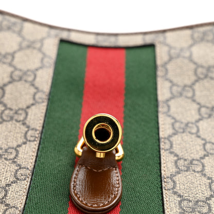 Gucci GG Supreme Monogram Azalea Calfskin Web Medium Jackie 1961 Hobo Beige Ebony Brown Sugar 12 of 14