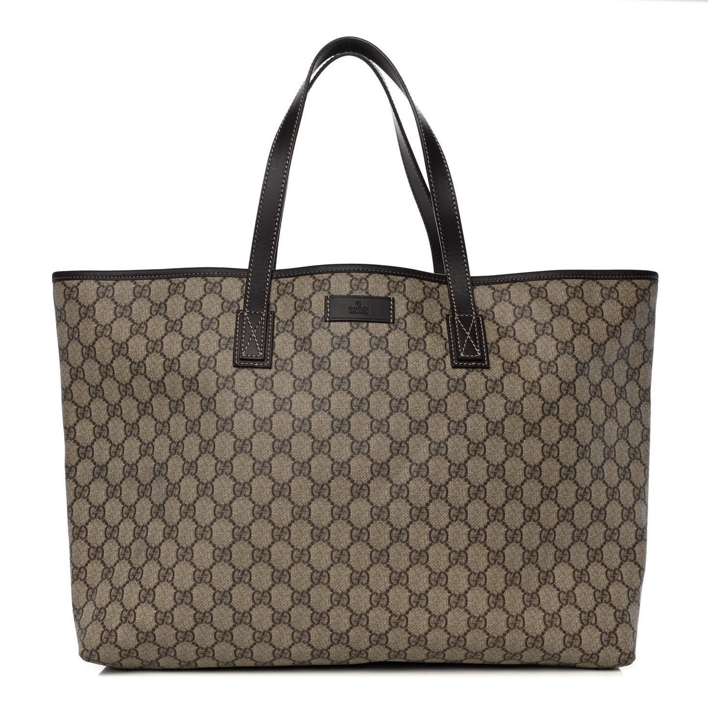 GG Supreme Monogram Large Zippered Shopping Tote Brown