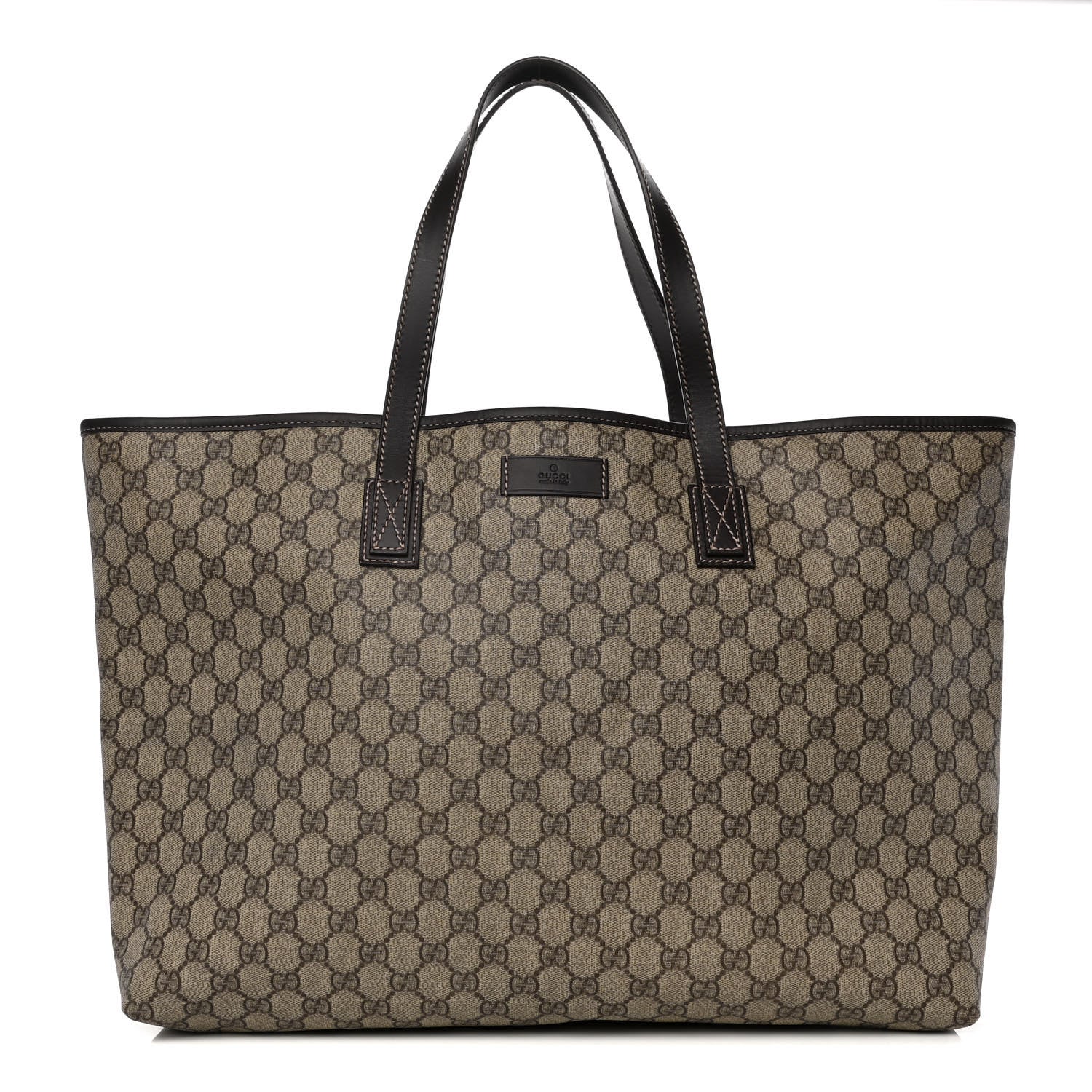 Gucci GG Supreme Monogram Large Zippered Shopping Tote Brown 1 of 12