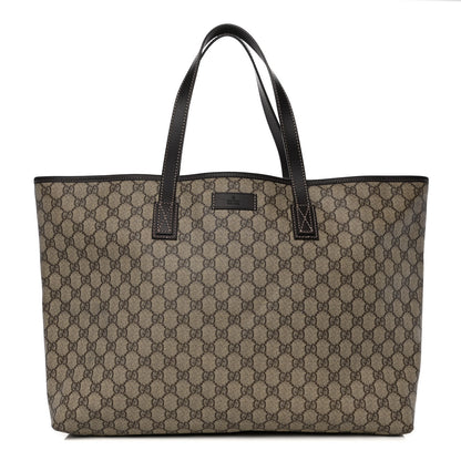 Gucci GG Supreme Monogram Large Zippered Shopping Tote Brown 1 of 12