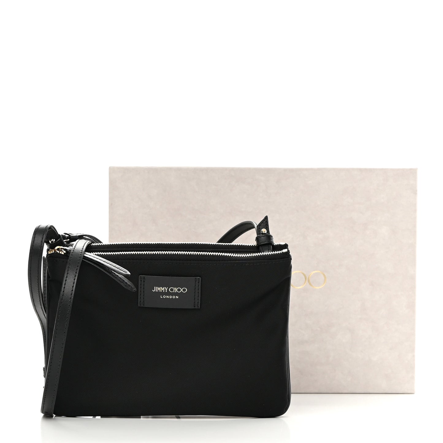 Nylon Candice Double Zip Crossbody Pouch Black