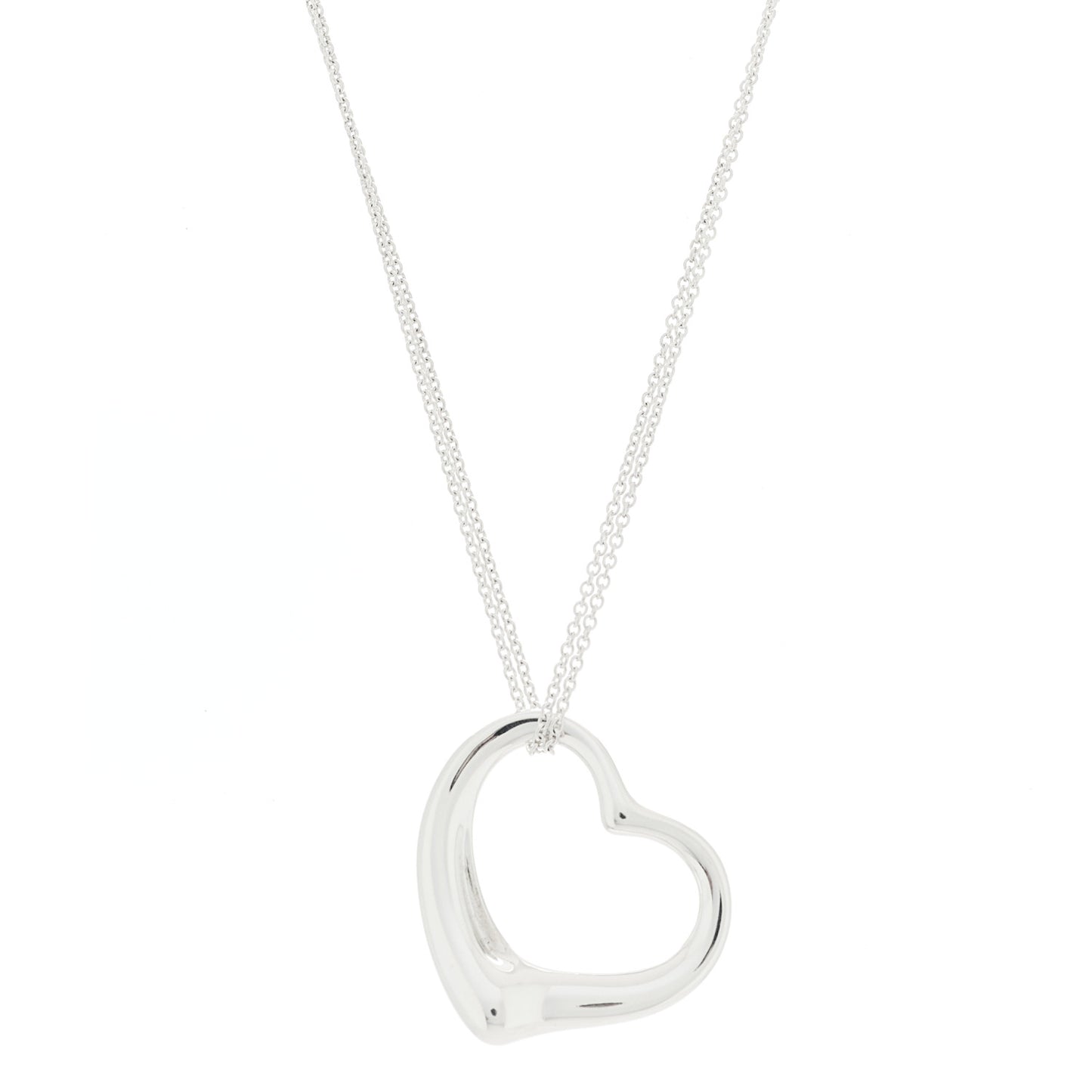 Sterling Silver 35mm Elsa Peretti Open Heart Pendant Necklace