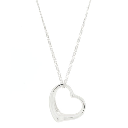 Tiffany Sterling Silver 35mm Elsa Peretti Open Heart Pendant Necklace 1 of 5