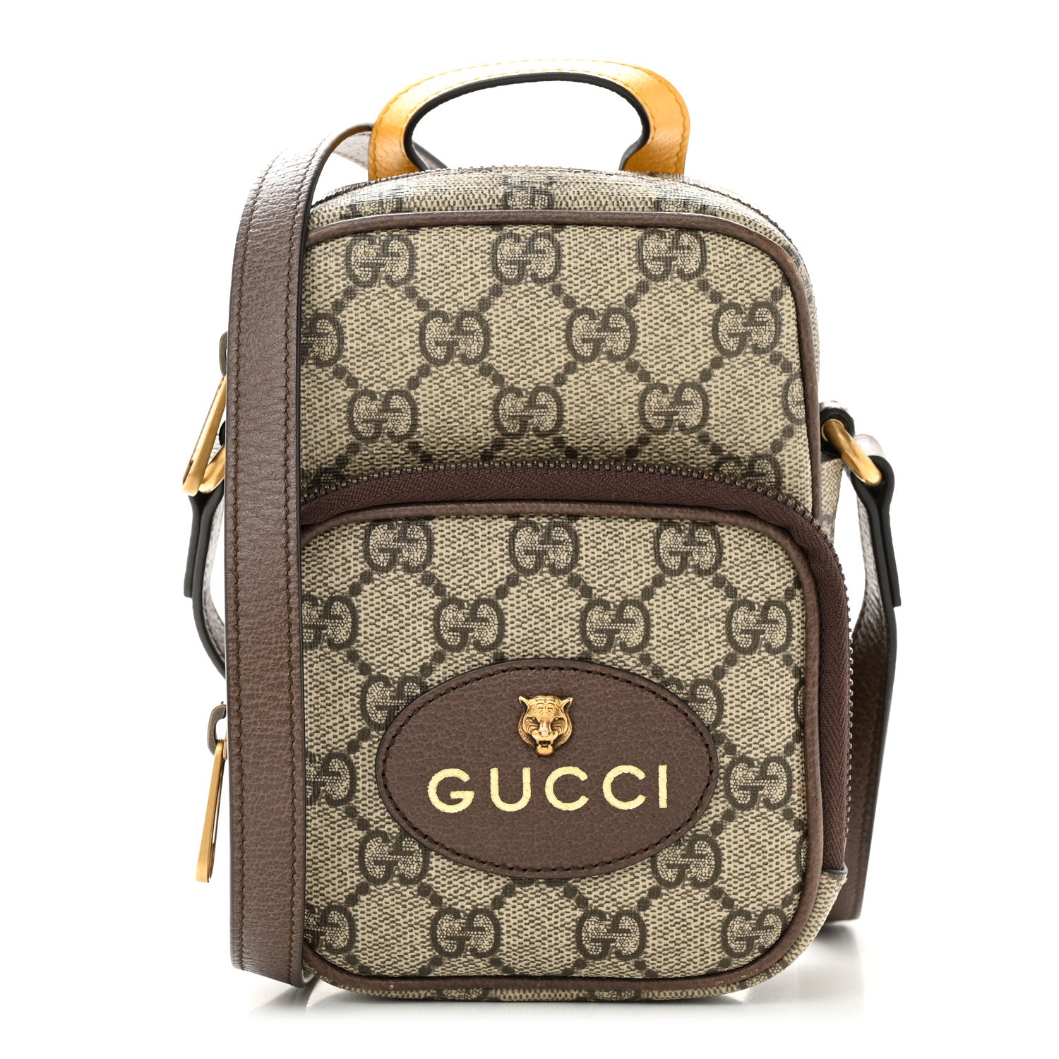 Gucci GG Supreme Monogram Mini Neo Vintage Double Zip Messenger Bag Beige New Acero Crop 1 of 10