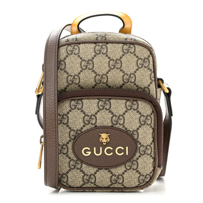 Gucci GG Supreme Monogram Mini Neo Vintage Double Zip Messenger Bag Beige New Acero Crop 1 of 10