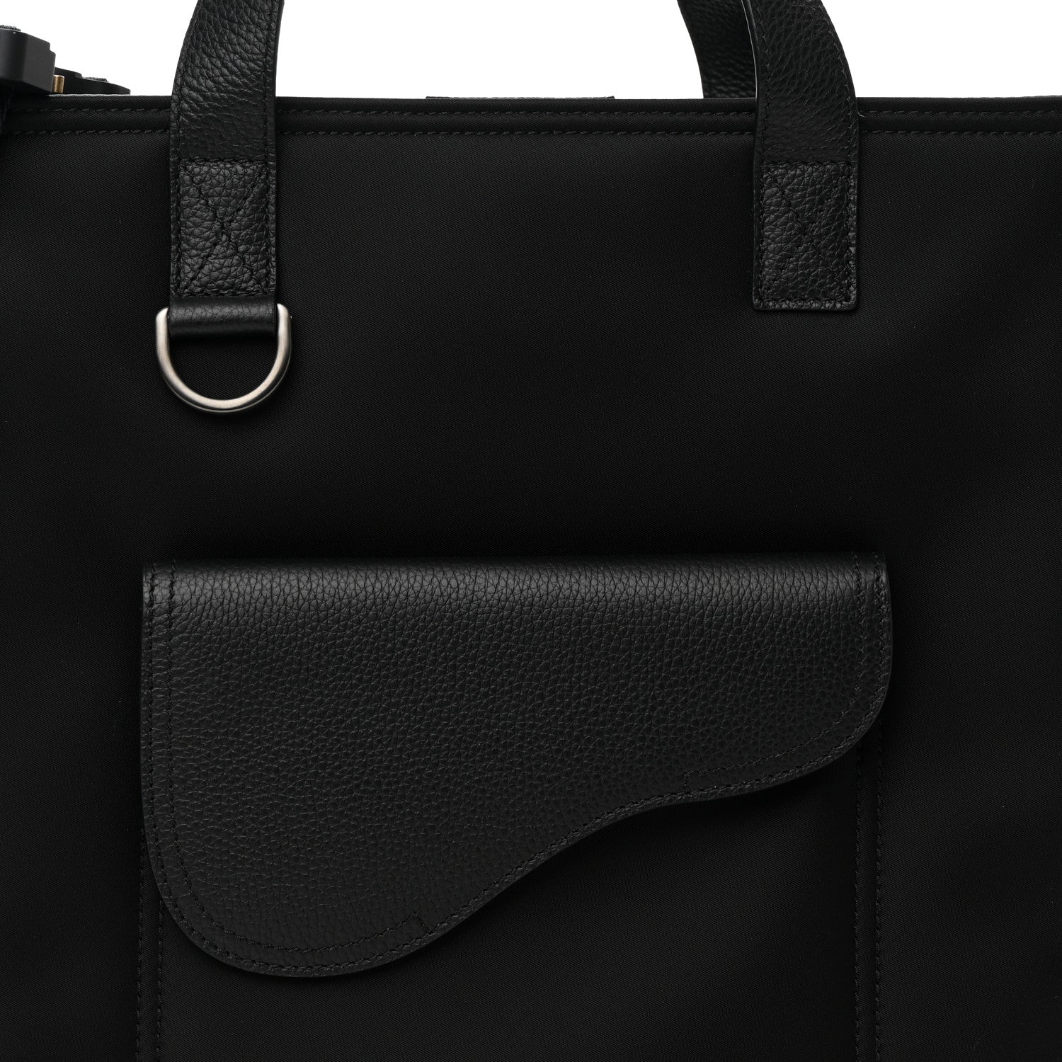 Christian Dior Nylon Grained Calfskin Saddle Tote Black 8 of 11