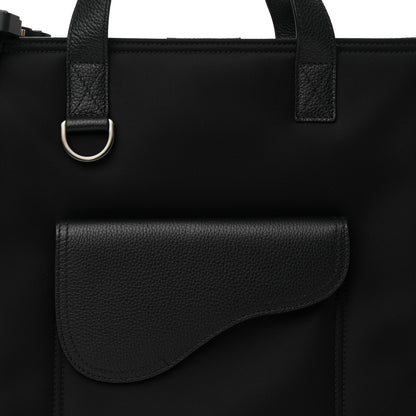 Christian Dior Nylon Grained Calfskin Saddle Tote Black 8 of 11