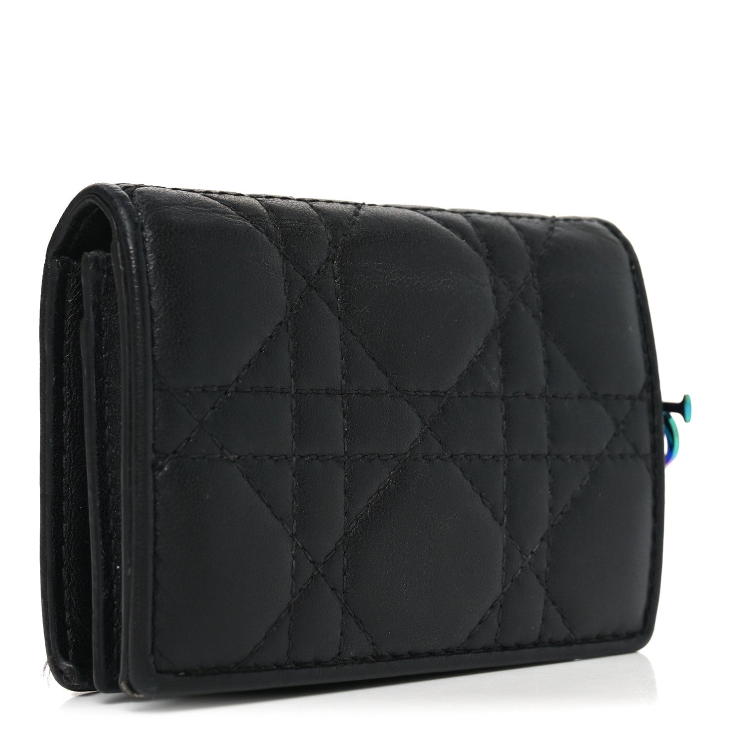 Christian Dior Lambskin Cannage Mini Lady Dior Wallet Black
