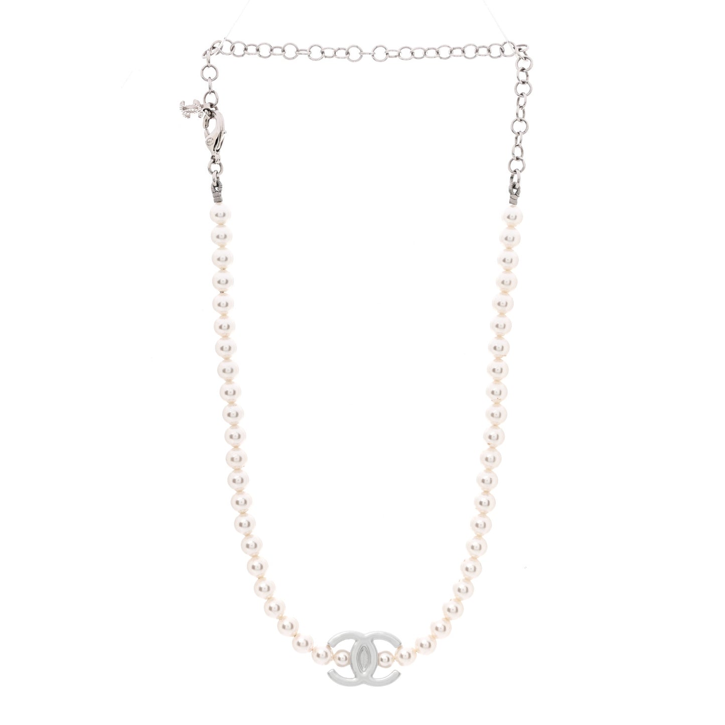 Pearl Resin CC Choker Necklace Pearly White Silver