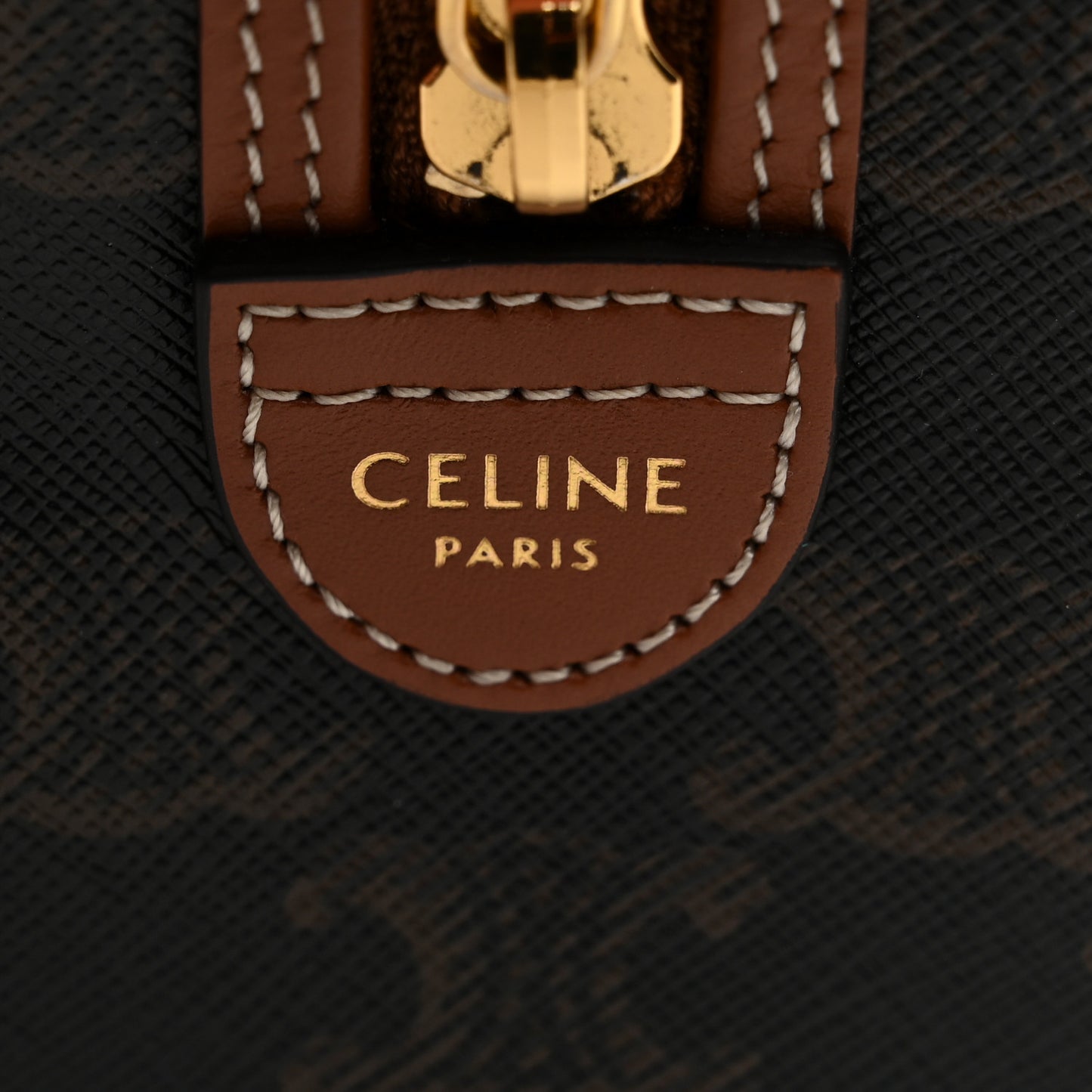 Triomphe Canvas Calfskin Small Boston Bag Tan