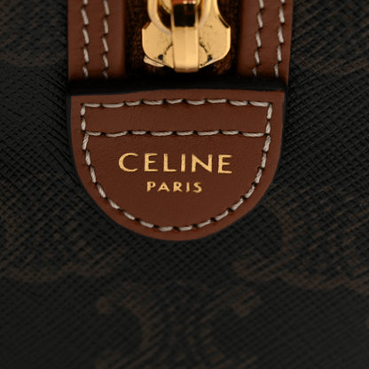 Celine Triomphe Canvas Calfskin Small Boston Bag Tan 6 of 10